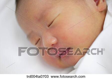 a sleeping newborn baby's face View Large Photo Image Stock Image - a sleeping newborn baby's face. Fotosearch