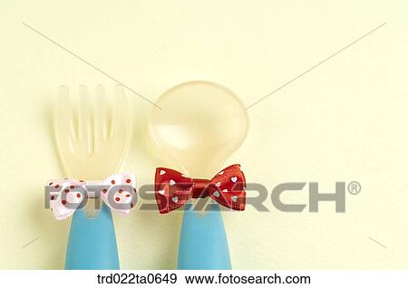 Stock Photo - baby supplies/a fork and a spoon. Fotosearch