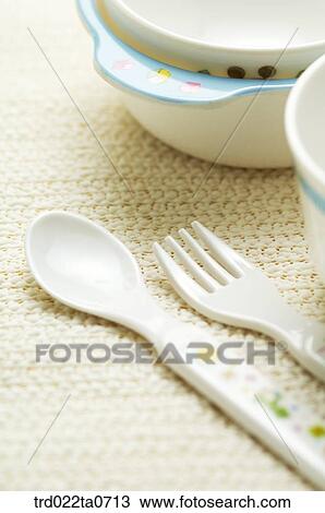 baby supplies/a vessel, a fork, and aspoon View Large Photo Image Stock Image - baby supplies/a vessel, a fork, and aspoon. Fotosearch