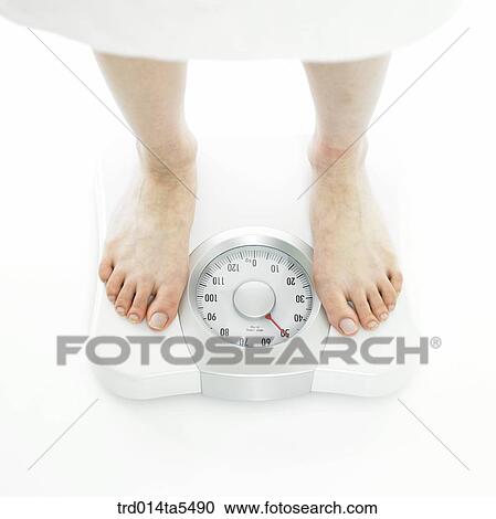 Stock Image - measuring one's weight. Fotosearch