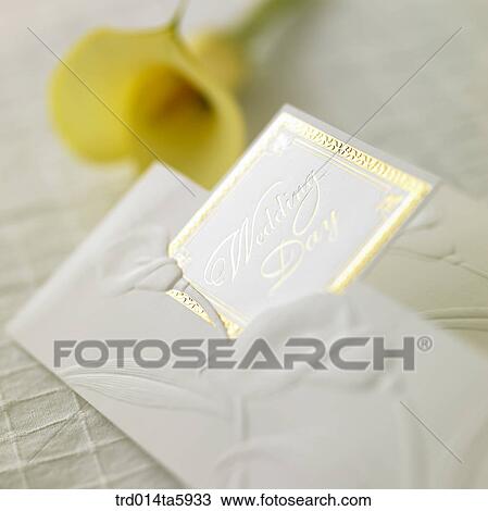 an invitation and a wedding ring on the table View Large Photo Image Stock Image - an invitation and a wedding ring on the table. Fotosearch