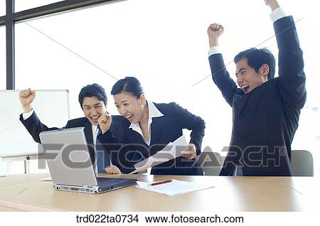 a businessman and a businesswoman shouting a joy View Large Photo Image Picture - a businessman and a businesswoman shouting a joy. Fotosearch