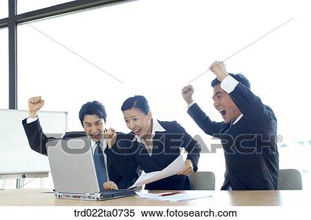 a businessman and a businesswoman shouting a joy View Large Photo Image Stock Photography - a businessman and a businesswoman shouting a joy. Fotosearch