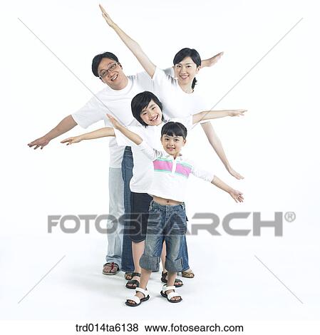 Stock Photo - brother, sister, object, Asian, smile, parents. Fotosearch