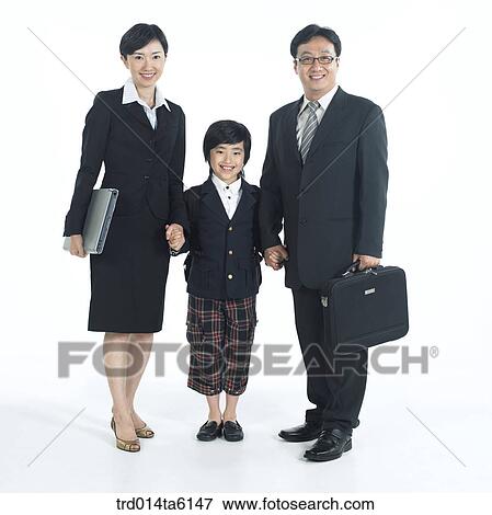 Stock Photo - family, school uniform, notebook, object, Asian, going to school. Fotosearch