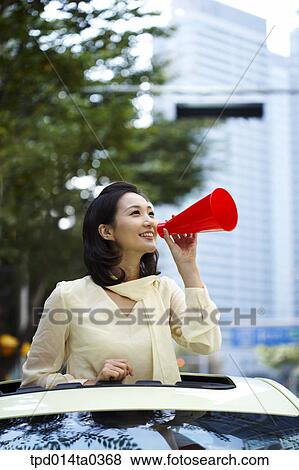 Stock Photo - funnel, day, daytime, Asian, person, outside. Fotosearch