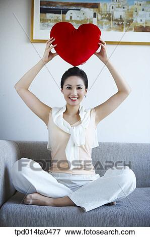 woman, person, sitting, inside, sofa, smile, Asian View Large Photo Image Stock Photo - woman, person, sitting, inside, sofa, smile, Asian. Fotosearch