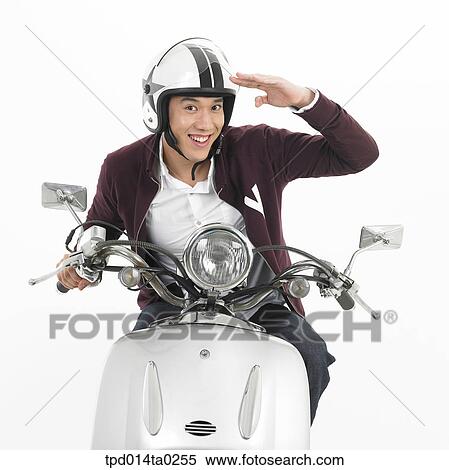 Stock Photography - bow, object, Asian, driving, person, motorcycle. Fotosearch