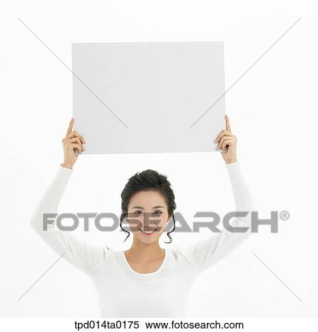 Stock Photography - object, Asian, message, person, bust, woman, smile. Fotosearch