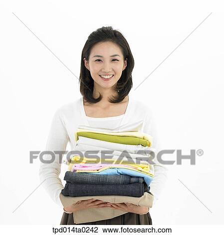 Stock Image - object, Asian, person, woman, clothes, smile, Korean. Fotosearch