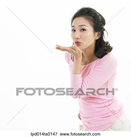 Stock Photo - object, Asian, person, woman, gesture, portrait, Korean. Fotosearch