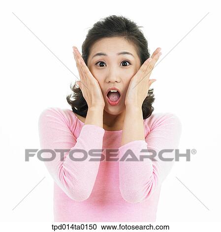 surprise, object, Asian, person, face, woman, gesture View Large Photo Image Stock Image - surprise, object, Asian, person, face, woman, gesture. Fotosearch