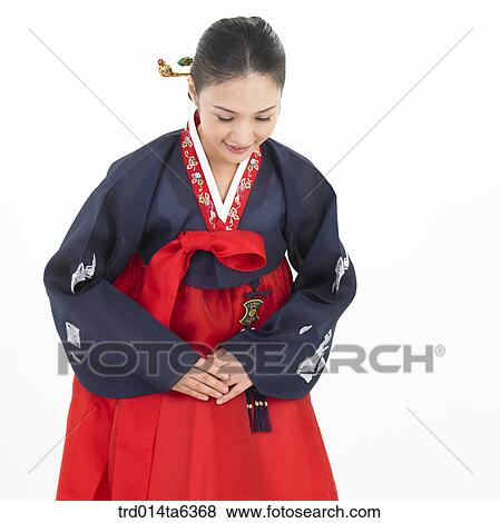 Stock Photo - object, Asian, smile, clothes, person, bust, New Year's Day. Fotosearch