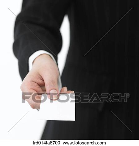 Stock Image - person, body, hand, closeup, business, name card, concept. Fotosearch
