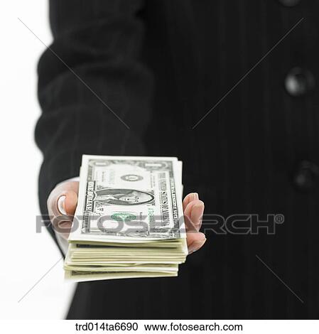 Stock Image - person, body, hand, closeup, object, money, paper money. Fotosearch