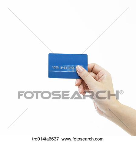 Stock Photo - person, body, hand, closeup, object, credit card, card. Fotosearch