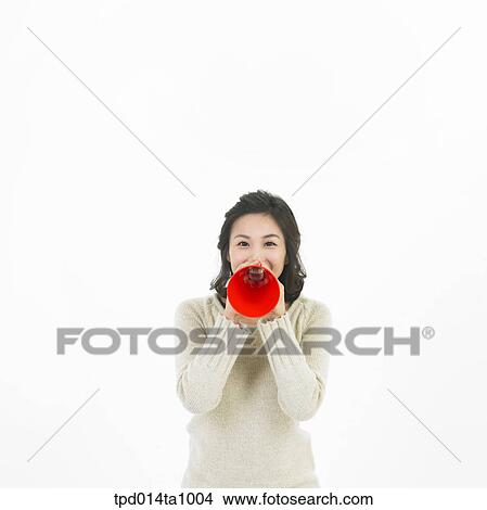 person, Asian, Korean, woman, object, funnel, shout View Large Photo Image Picture - person, Asian, Korean, woman, object, funnel, shout. Fotosearch