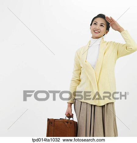 person, Asian, Korean, woman, object, suitcase, bag View Large Photo Image Stock Image - person, Asian, Korean, woman, object, suitcase, bag. Fotosearch