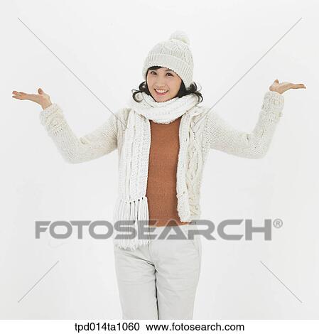 person, Asian, Korean, woman, object, winter, muffler View Large Photo Image Stock Image - person, Asian, Korean, woman, object, winter, muffler. Fotosearch