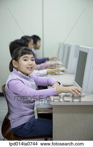 Picture - classroom, education, group, Asian, smile, person. Fotosearch