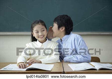 classroom, education, whisper, Asian, smile, person View Large Photo Image Stock Image - classroom, education, whisper, Asian, smile, person. Fotosearch