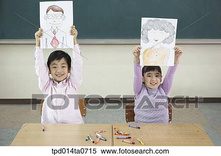 Stock Photography - Korean, Asian, person, inside, child, elementary school student. Fotosearch