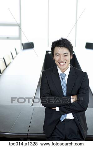 Stock Photo - person, Asian, Korean, inside, business, businessman. Fotosearch