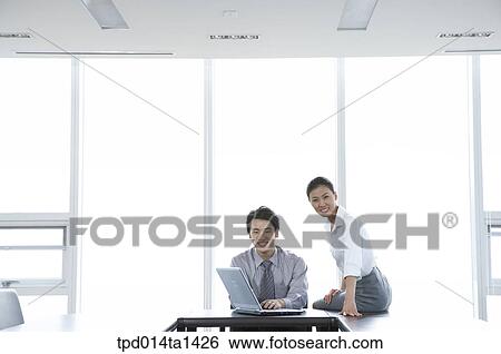 Stock Photograph - person, Asian, Korean, woman, inside, business. Fotosearch