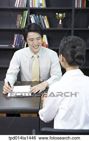 Stock Photograph - person, Asian, Korean, woman, inside, business. Fotosearch