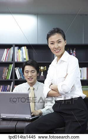 Stock Photography - person, Asian, Korean, woman, inside, business. Fotosearch
