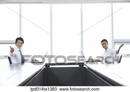 Stock Image - person, Asian, Korean, woman, colleague, inside. Fotosearch