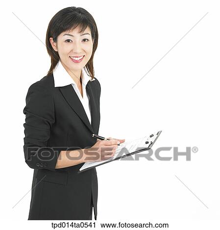 Stock Image - object, Asian, ball point pen, business, businesswoman, person, woman. Fotosearch