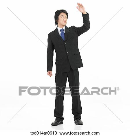 Stock Image - object, Asian, figure from behind, business, businessman, person. Fotosearch