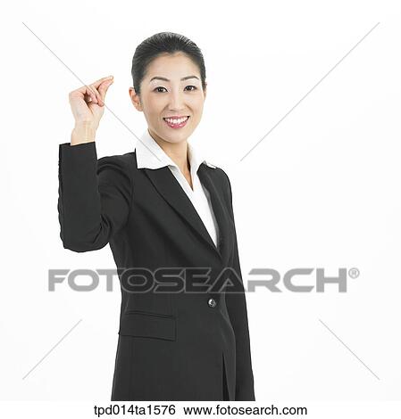 Stock Photograph - person, Asian, Korean, woman, object, business, businesswoman. Fotosearch