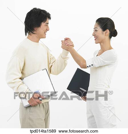 Stock Photo - person, Asian, Korean, woman, colleague, object. Fotosearch