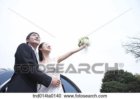Stock Image - Wedding, a bridegroom and a bride. Fotosearch