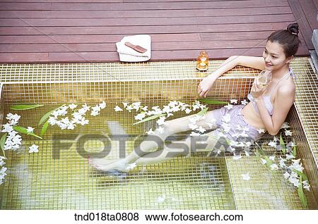 resting woman in the bath tub View Large Photo Image Stock Photo - resting woman in the bath tub. Fotosearch
