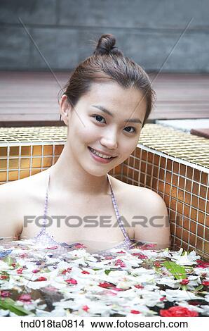 woman doing bath, portrait View Large Photo Image Picture - woman doing bath, portrait. Fotosearch