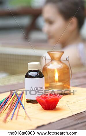 aroma oil and incensed candle View Large Photo Image Stock Image - aroma oil and incensed candle. Fotosearch
