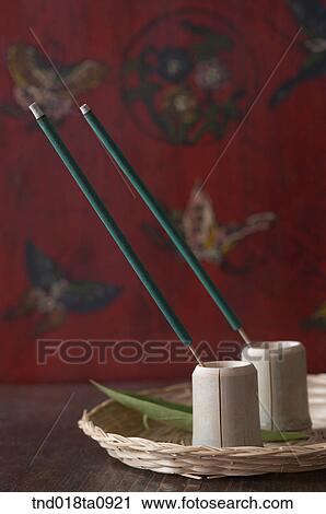 Stock Image - aroma theraphy, aroma oil and incensed candle. Fotosearch