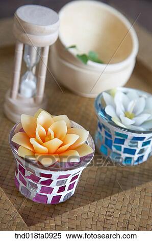 aroma theraphy, aroma oil and incensed candle? sandglass, watch View Large Photo Image Stock Photography - aroma theraphy, aroma oil and incensed candle? sandglass, watch. Fotosearch