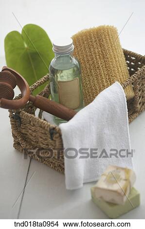 aroma theraphy items in the basket View Large Photo Image Picture - aroma theraphy items in the basket. Fotosearch