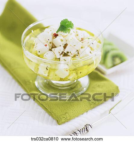 Stock Image - dairy products, food, cheese, salad, dessert, closeup, object. Fotosearch