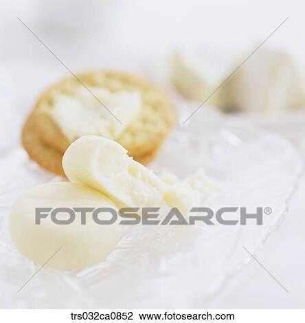 Stock Image - dairy products, food, cheese, Mozzarella, cracker, sweets, snack. Fotosearch