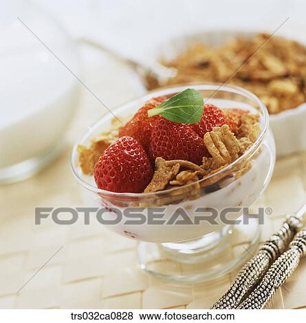 dessert, food, cereals, strawberry, closeup View Large Photo Image Stock Photo - dessert, food, cereals, strawberry, closeup. Fotosearch