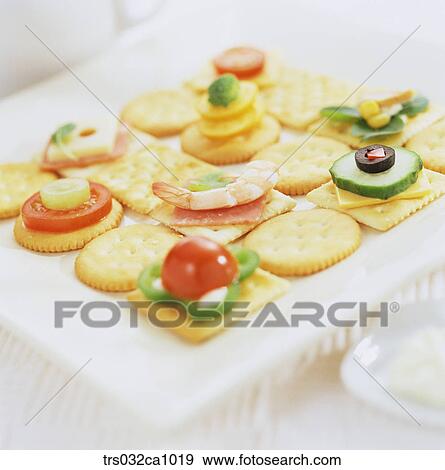 dessert, food, Canafe, shrimp, cracker, cheese, tomato View Large Photo Image Stock Photo - dessert, food, Canafe, shrimp, cracker, cheese, tomato. Fotosearch
