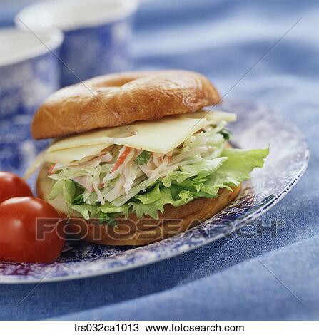 Stock Image - fastfood, food, dish, sandwich, cheese, salad, lettuce. Fotosearch