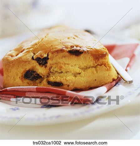Stock Image - food, confectionery, bread, plate, closeup, pie. Fotosearch