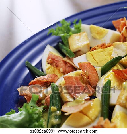 salad, food, eggsalad, plate, bacon, egg, closeup View Large Photo Image Stock Photo - salad, food, eggsalad, plate, bacon, egg, closeup. Fotosearch