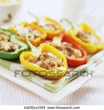 Stock Image - Western food, food, dish, paprika, green pepper, closeup. Fotosearch